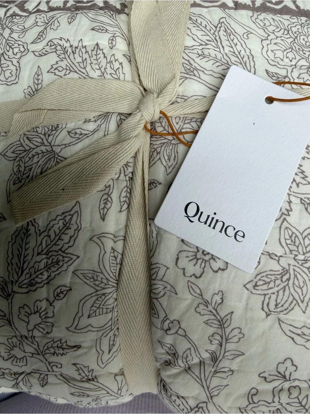 Quince 100% Organic Cotton Block Print Quilt in Rose Full/Queen 1318